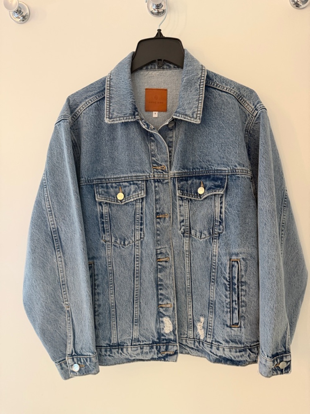 Anine Bing Rory Blue Washed Denim Jacket - Picture 6 of 8